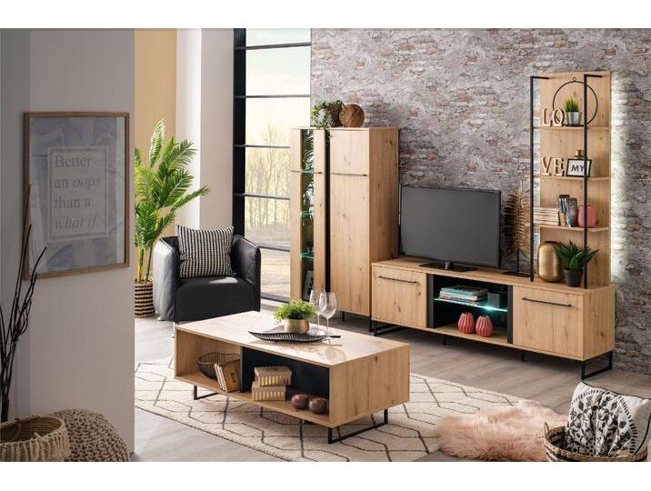 Wohnwand INOSIGN Sardinia , schwarz (artisan eichefarben, schwarz), Kastenmöbel-Sets von Inosign