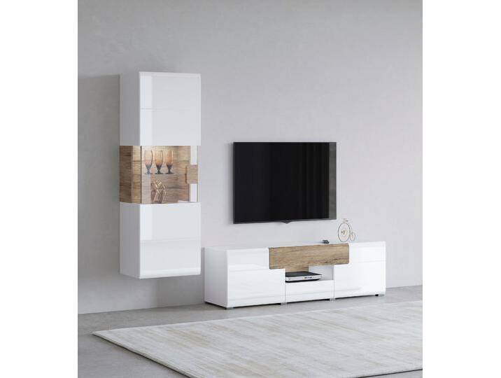 Wohnwand INOSIGN Toledo , weiß (weiß, sanremo, weiß hgl, sanremo), Kastenmöbel-Sets von Inosign