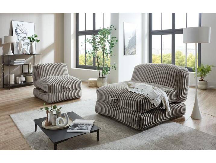 XXL-Sessel INOSIGN Pia , grau, B:83cm H:80cm T:95cm, Sessel, Loungesessel in Megacord, 2 Größen, Schlaffunktion und Pouf-Funktion von Inosign