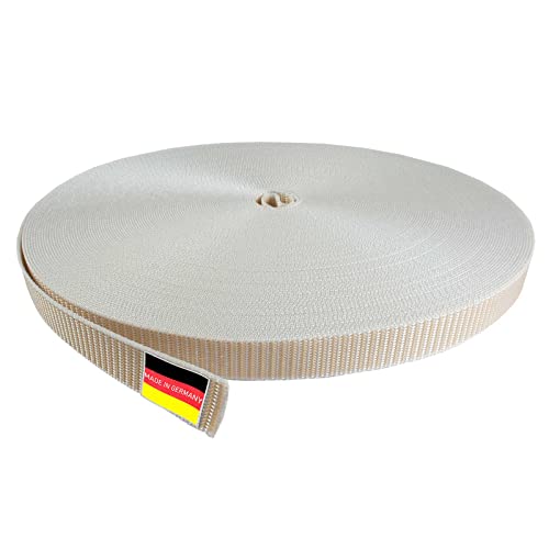 Inovatec 50 Meter Rollladengurt Maxi 22mm für Tür und Fenster Rolladen - reißfest und UV-beständig - in Grau Weiß Beige Braun Schwarz, Farbe:Beige von Inovatec