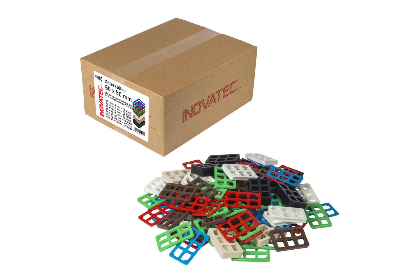 Inovatec Unterlegplatte 120 x Kunststoff Gitterklötze 80 x 50 im Karton, 120-St. von Inovatec