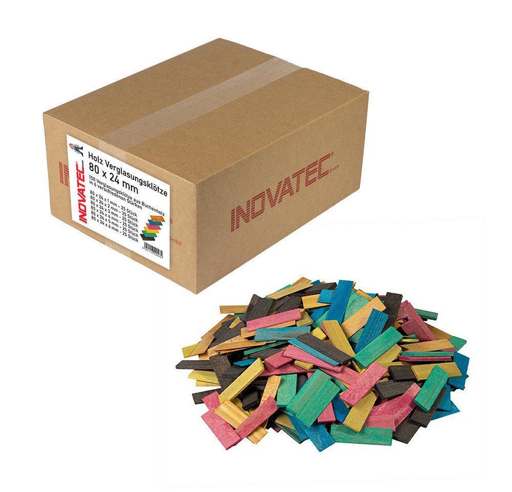 Inovatec Unterlegplatte INOVATEC Holz Verglasungsklötze 80 x 24, 150-St. Inovatec Unterlegplatte INOVATEC Holz Verglasungsklötze 80 x 24, 150-St. von Inovatec