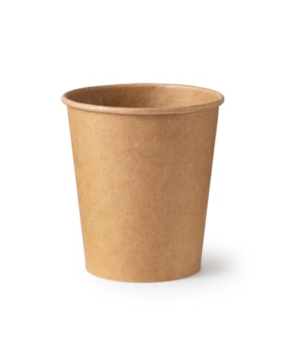 Inoverse 50 stück Kraftpapierbecher, Pappbecher, Einweg Coffee to Go Becher - 200ml, Braun, Kaffee to go Becher Pappe, 8oz Trinkbecher für Tee, Einwegbecher, Papierbecher, Kaffeebecher to go von Inoverse