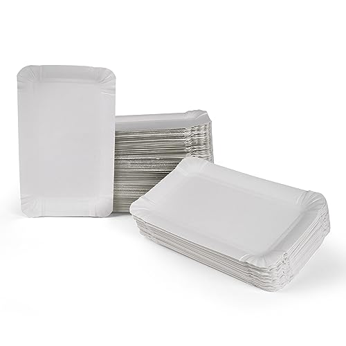 Inoverse Pappteller, Weiß Einweg Teller, Umweltfreundlich Partygeschirr, Einweggeschirr, Kuchenteller, Einwegteller aus Pappe, Papierteller, Pappteller Eckig - 10x16cm, 250 Stück von Inoverse