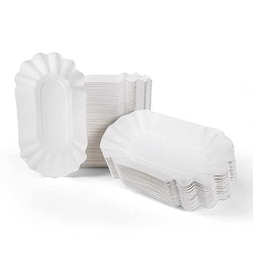 Inoverse Pommesschalen, Pappteller Weiß Einweg, Umweltfreundlich Pappschalen, Currywust Pommes Papierteller, Einwegteller aus Pappe, Einweggeschirr, Partyteller, KU1, 20 x 10 x 3 cm, 1000 Stück von Inoverse