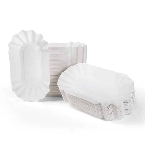 Inoverse Pommesschalen, Pappteller Weiß Einweg, Umweltfreundlich Pappschalen, Currywust Pommes Papierteller, Einwegteller aus Pappe, Einweggeschirr, Partyteller, KU1, 20 x 10 x 3 cm, 2000 Stück von Inoverse