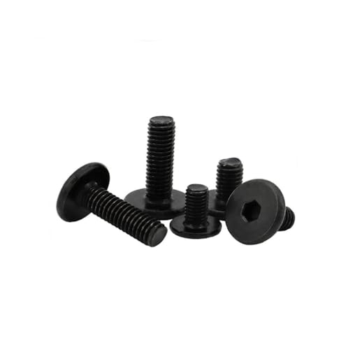 Inovey 20Pcs M1.6 M2.5 M3 M4 M5 M6 M8 Schwarz 304 Edelstahl Sechskant Ultradünn Kopf Schraube Sechskant Sockel Ultra Dünn Flach Flachkopfschraube -Schwarz- M4*4 von Inovey