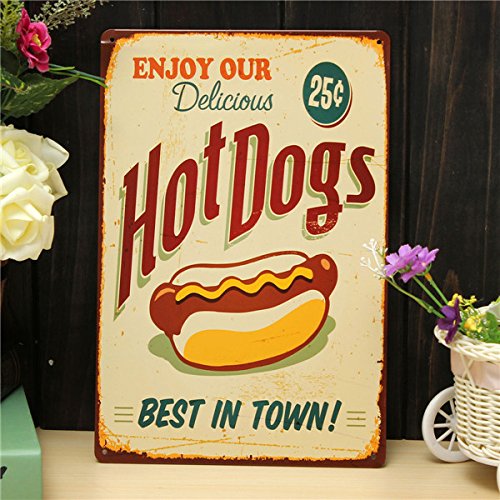 Inovey Hot Dogs Blattmetall Zeichnung Retro Metall Malerei Pub Club Cafe Home Poster Sign Zinn Dekor von Inovey