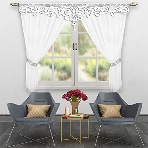 Gardine Fertiggardine Vorhänge Paneelwagen mit Zirkonia und Kristall 400x155cm von Inox Trade