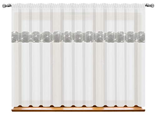 Inox Trade Fertiggardine Gardine 300x150 cm Fenstergardine Voile mit Zirkonia Silber Band Inox Trade Fertiggardine Gardine 300x150 cm Fenstergardine Voile mit Zirkonia Silber Band von Inox Trade