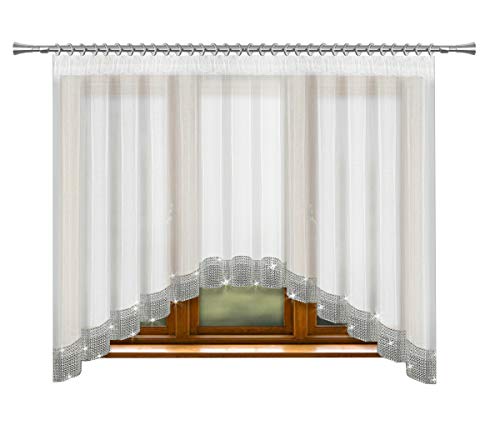 Inox Trade Fertiggardine Gardine 400x150 cm Fenstergardine Voile mit Zirkonia Silber Band… von Inox Trade