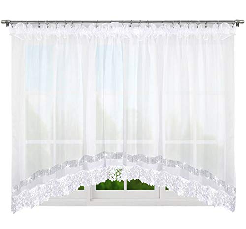 Inox Trade Vorhänge Fertiggardine Voile Spitze Gardine 400x165 cm mit Zirkonia von Inox Trade