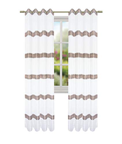 Inox Trade Vorhang Gardine Ösenschal 145 x 250 Dekoschal Ösen Mäander Medusa Griechisch von Inox Trade