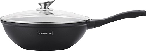 Wok Pfanne mit Marmorbeschichtung und Glasdeckel 28/30 cm von Inox Trade