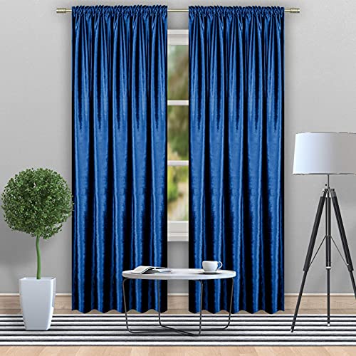 Vorhang Schlaufenband Tunneldurchzug Velour Samt Velvet Blickdicht 140 x 270cm (Navy Blau) von Inox Trade