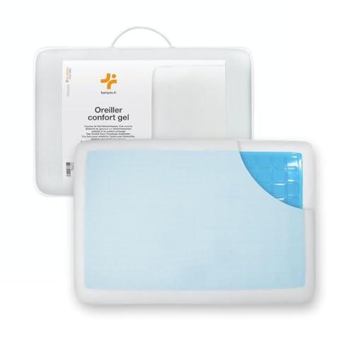 Inphysio - Ergonomisches Kopfkissen - aus Memory Foam mit kühlendem Gel - Rechteckiges Kissen - Orthopädisches Kopfkissen - Doppelseitiger Bezug - 60x40x13 cm - Weiß von Inphysio
