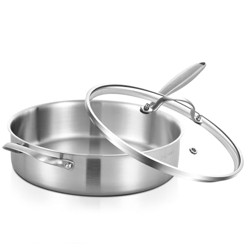 Inqibee 5 Quarts dreilagige Edelstahl-Sautépfanne mit Deckel, 30,5 cm Induktions-Bratpfanne, große Bratpfanne, Jumbo-Kocher, spülmaschinen- und ofenfest, abnehmbarer Griff. Inqibee 5 Quarts dreilagige Edelstahl-Sautépfanne mit Deckel, 30,5 cm Induktions-Bratpfanne, große Bratpfanne, Jumbo-Kocher, spülmaschinen- und ofenfest, abnehmbarer Griff. von Inqibee