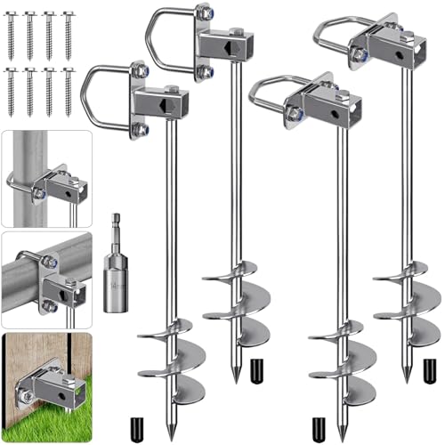 Insaga 2er Zeltheringe, 61cm Zelt Heringe Erdnägel Stabil Lang Erdanker Bodenanker Schraubheringe Zelthaken für Trampolin/Schaukel/Camping/Schuppen/Hund/Carport mit Fester Schlaufe von Insaga