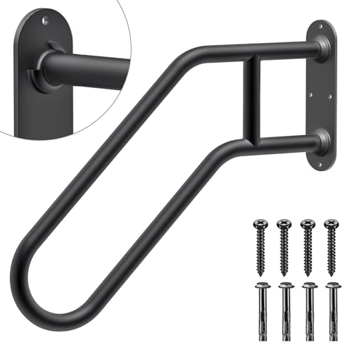 Insaga Handlauf Edelstahl, Treppenhandlauf Schwarz Treppengeländer für Außenbereich 1-3 Stufen Wandhandlauf 3.3cm Rund Haltegriff für ältere Menschen/Kinder/Behinderte, Garten/Veranda Eingang, 64cm von Insaga