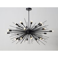 Wunderschöner Großer Mid Century Sputnik Kronleuchter Spurchin, Handgefertigter Urchin Schwarze Deckenleuchte 24 Licht 36 " Wunderschöner Großer Mid Century Sputnik Kronleuchter Spurchin, Handgefertigter Urchin Schwarze Deckenleuchte 24 Licht 36 " von InscapesDesign