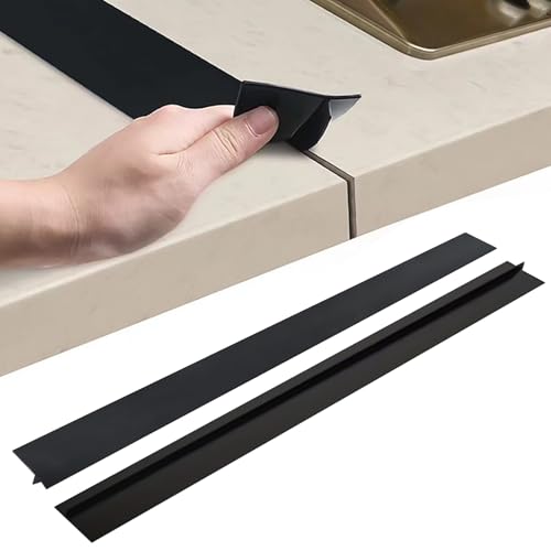 Inscrip 2 Stk Arbeitsplatten Verbindungsschiene für Küchen, Platte Arbeitsplatte LückenfüLler, Abschlussleiste Küchenarbeitsplatte, T Profil Spaltfüller,Fugenleiste Arbeitsplatt (Schwarz, 21 inch) von Inscrip