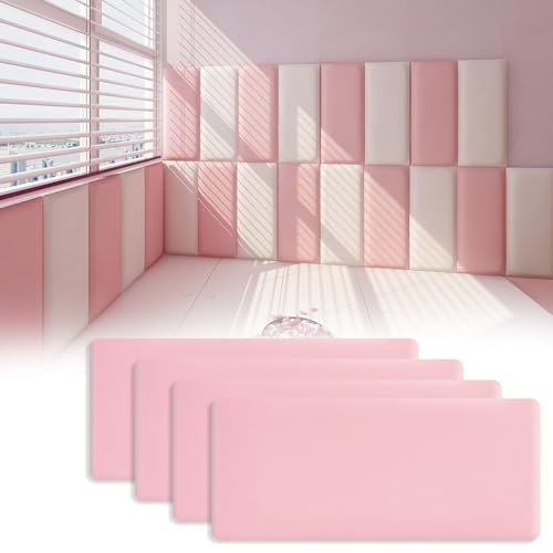 Inscrip 3D-Wandpaneele, 4 Stück 40x20 cm Anti-Kollisions-Softpackung, Wandaufkleber Selbstklebend, Tatami-Softpackung, Dekorative Wandpaneel für Kinderzimmer, Bettkopfteile, TV-Wände (Rosa) von Inscrip