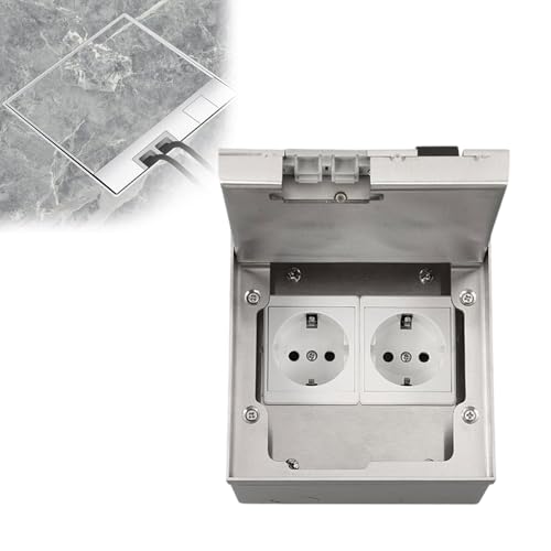 Inscrip Bodensteckdose, 16A AC250V 4000W Boden Einbausteckdose mit EU Standard Steckdosen, Multifunktional Steckdosen-Abdeckbox, Wasserdichte Bodensteckdose Innen für Küche,Wohnzimmer,Büro (Doppelt) Inscrip Bodensteckdose, 16A AC250V 4000W Boden Einbausteckdose mit EU Standard Steckdosen, Multifunktional Steckdosen-Abdeckbox, Wasserdichte Bodensteckdose Innen für Küche,Wohnzimmer,Büro (Doppelt) von Inscrip