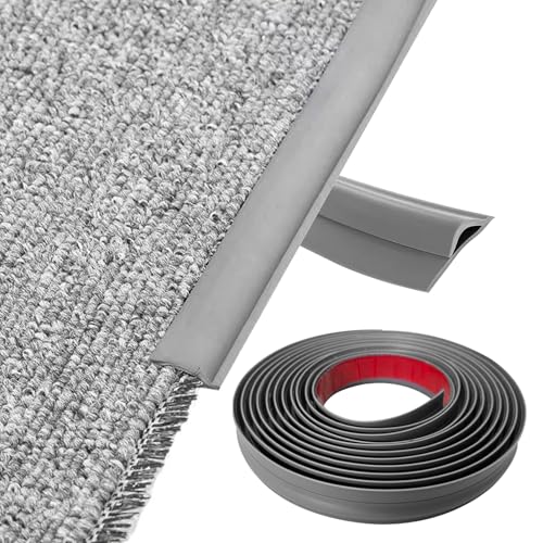 Inscrip Selbstklebende Randleiste für Teppiche, Laminat Bodenabdeckung Streifen, Teppich Verkleidung Streifen, TPE Bodentür Trennstreifen, Bodenübergangsstreifen, Randstreifen (Dunkelgrau, 1M) von Inscrip