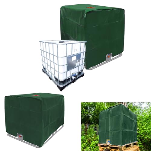 Inscrip IBC Tank Abdeckung, Abdeckplane für 600L Wassertank, Abdeckplane Schutzhülle Schutzhaube Schutzplane für IBC-Tank Behälter Container Regenwassertank (Grün, 120*80*100cm) von Inscrip