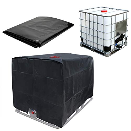 Inscrip IBC Tank Abdeckung 1000L Container abdeckplane Wasserdicht Winddicht Anti-UV 210D Oxford Gewebe Schutzhülle für Wassertank, Schutzplane Regenwassertank (120x100x116cm) - Schwarz von Inscrip