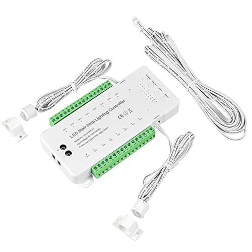 Inscrip LED Treppenbeleuchtung Set Controller, 16CH / 28 CH/Dynamische LED Streifen Licht Treppenbeleuchtung Controller, PIR Bewegungssensor Kit (16CH RL-STEP-01) von Inscrip