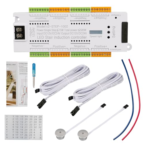 Inscrip Treppenlicht Controller Kit, 32-Kanal Treppensensor, LED Bewegungsmelder Treppenlicht Controller, DC12V/24V Treppe Leiter Controller Licht, mit 2 Sensor, Automatische Stufenbeleuchtung Inscrip Treppenlicht Controller Kit, 32-Kanal Treppensensor, LED Bewegungsmelder Treppenlicht Controller, DC12V/24V Treppe Leiter Controller Licht, mit 2 Sensor, Automatische Stufenbeleuchtung von Inscrip