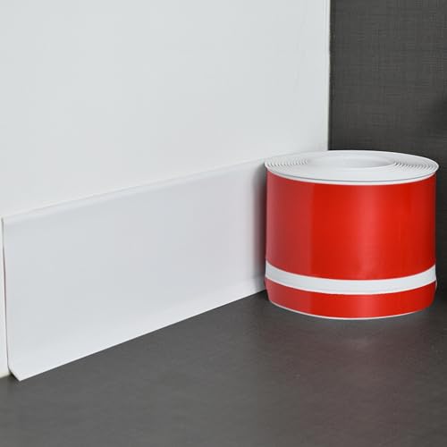 PVC Sockelleisten Kante, Selbstklebende Sockelleiste, Knickleiste, Flexible Skirting Board Trim, Selbstklebend Bodenleiste, Dekorative Zierleiste zum Abdecken von Eckspalten (Weiß, 5M) von Inscrip