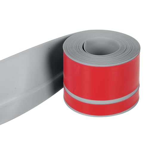 PVC Weichsockelleiste Selbstklebend, Sockelleiste Selbstklebend für Küche Bad Wohnzimmer, Übergangsschiene Bodenleisten Selbstklebend, Soft Skirting Board für Dekoration, Breite 7cm (Grau, 6m) von Inscrip