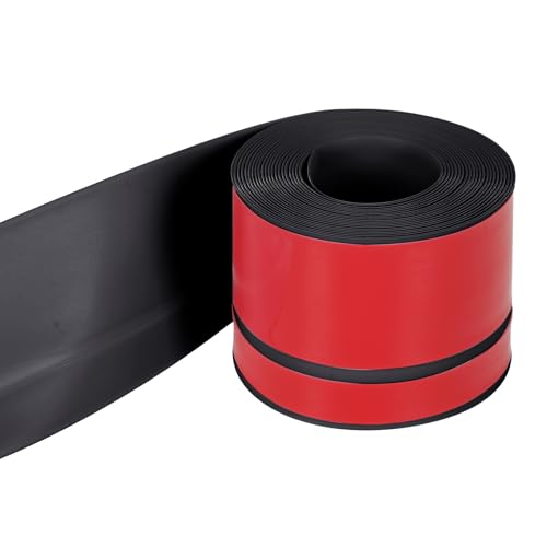 PVC Weichsockelleiste Selbstklebend, Sockelleiste Selbstklebend für Küche Bad Wohnzimmer, Übergangsschiene Bodenleisten Selbstklebend, Soft Skirting Board für Dekoration, Breite 7cm (Schwarz, 6m) von Inscrip