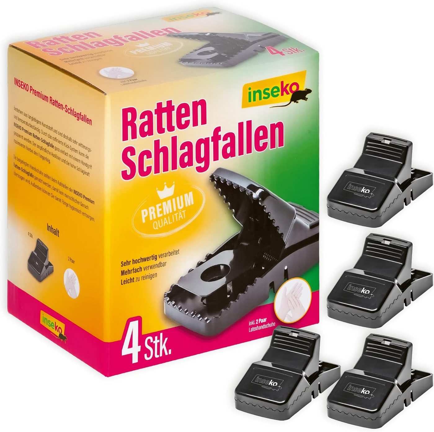 Inseko Schlagfalle 4 x inseko Premium-Rattenfallen I sehr hochwertig I wiederverwendbar, inklusive 2 Paar Latexhandschuhe Inseko Schlagfalle 4 x inseko Premium-Rattenfallen I sehr hochwertig I wiederverwendbar, inklusive 2 Paar Latexhandschuhe von Inseko
