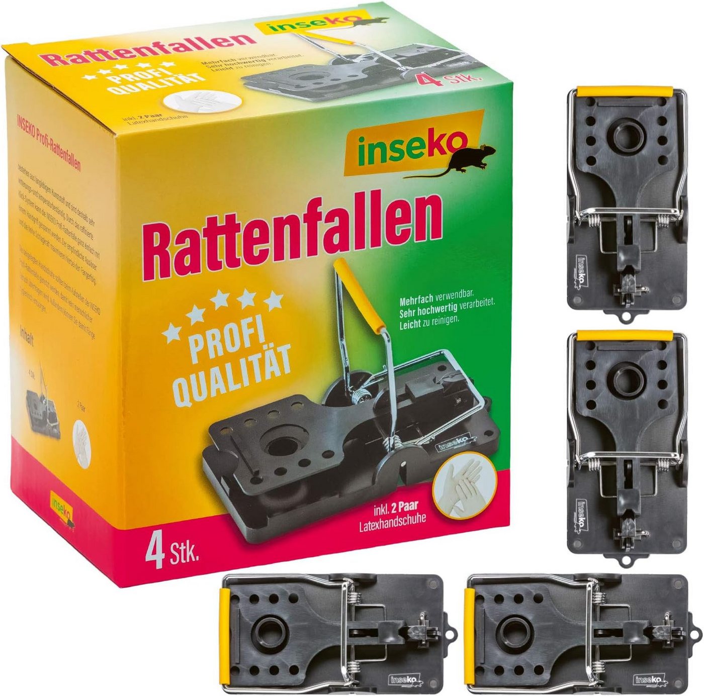 Inseko Schlagfalle 4 x inseko Profi-Rattenfallen I sehr hochwertig I wiederverwendbar, inklusive 2 Paar Latex-Handschuhe Inseko Schlagfalle 4 x inseko Profi-Rattenfallen I sehr hochwertig I wiederverwendbar, inklusive 2 Paar Latex-Handschuhe von Inseko