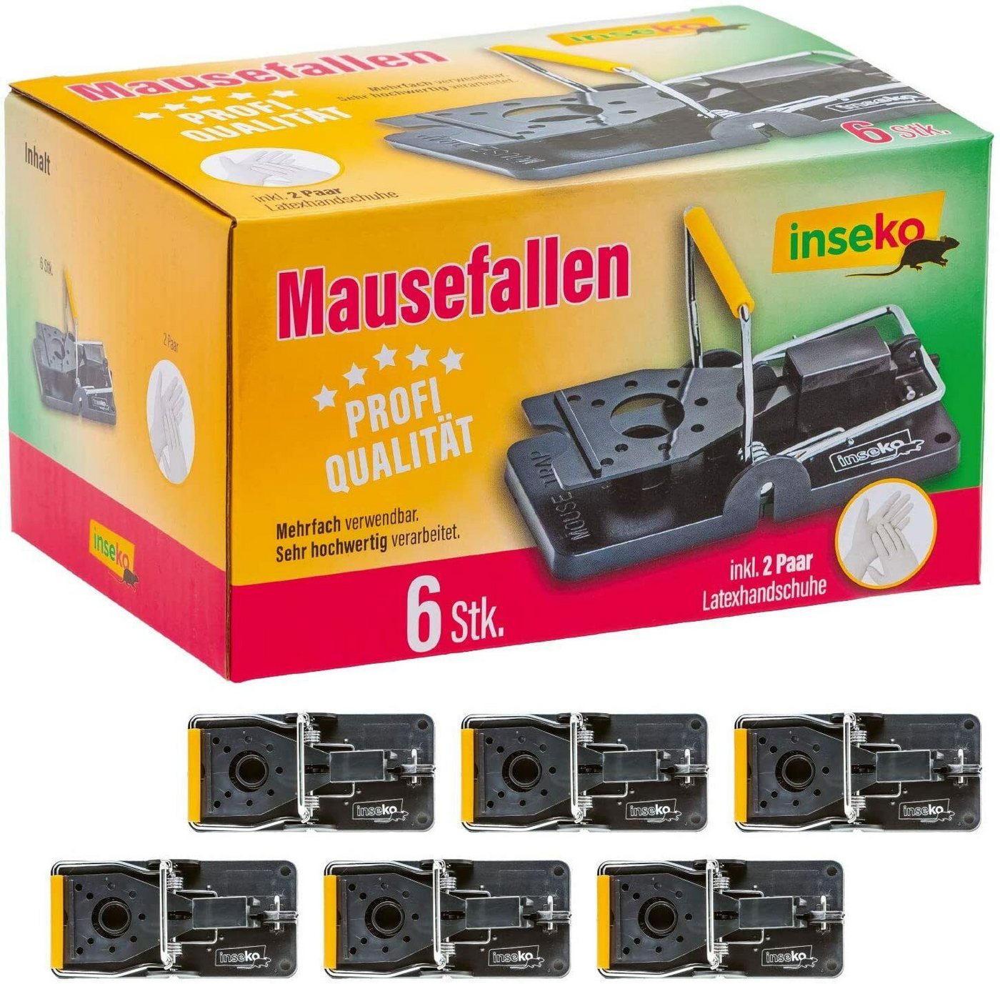 Inseko Schlagfalle 6 x inseko Profi-Mausefallen I sehr hochwertig I wiederverwendbar, inklusive 2 Paar Latex-Handschuhe Inseko Schlagfalle 6 x inseko Profi-Mausefallen I sehr hochwertig I wiederverwendbar, inklusive 2 Paar Latex-Handschuhe von Inseko