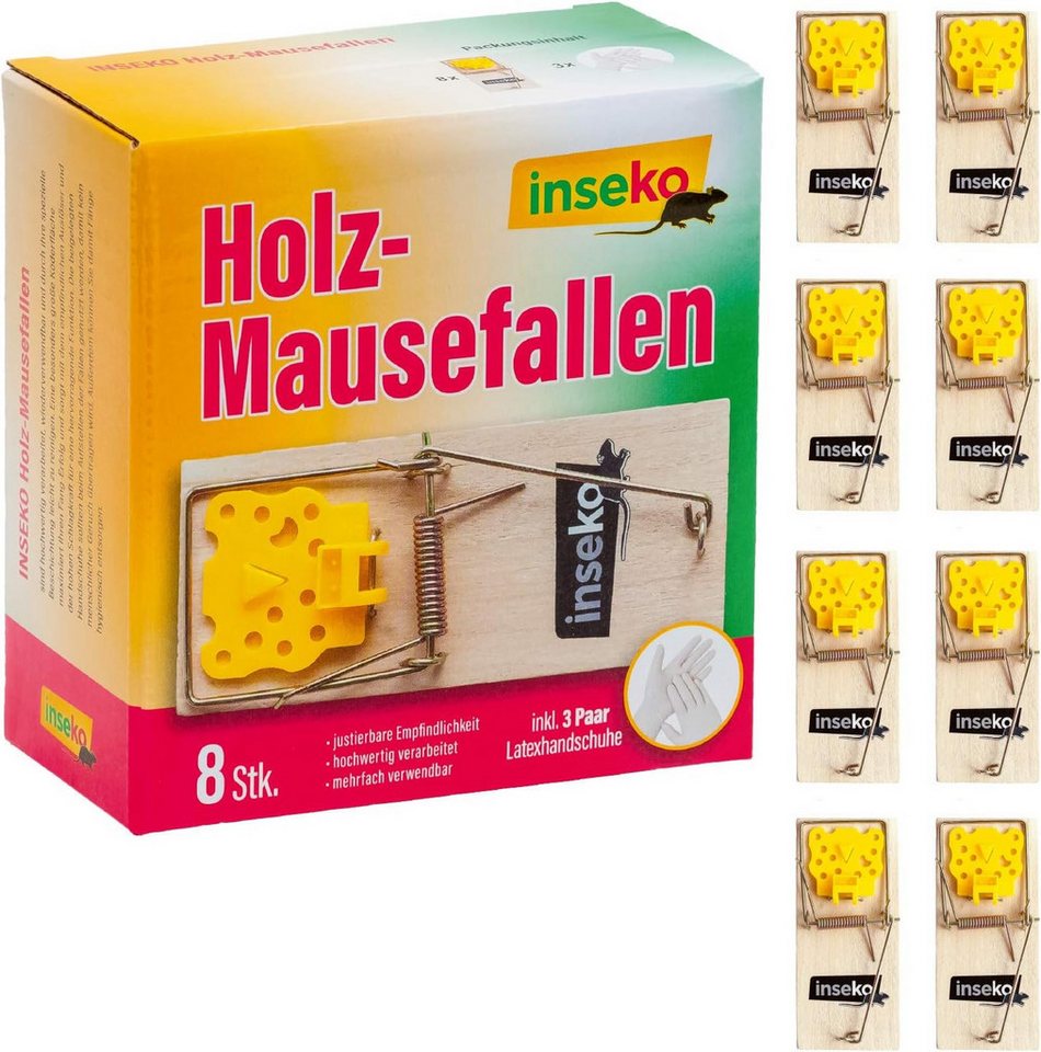 Inseko Schlagfalle 8 x inseko Holz-Mausefallen I hochwertig I wiederverwendbar, inklusive 3 Paar Latexhandschuhe Inseko Schlagfalle 8 x inseko Holz-Mausefallen I hochwertig I wiederverwendbar, inklusive 3 Paar Latexhandschuhe von Inseko