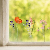 Fensterbild Blumen - Statisch Haftend & Wiederverwendbar Wildblumen Fensterdeko Frühling Und Sommer Fenstersticker Küche Kinderzimmer von InselKids