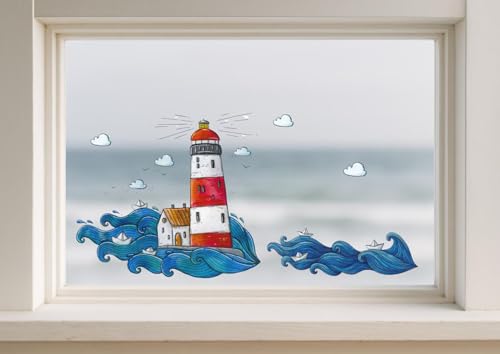 Fensterbild Leuchtturm maritim – statisch haftende Fensterdeko – Wiederverwendbare Fensterfolie – Leuchtturm Deko Sommer Fensterbild Leuchtturm maritim – statisch haftende Fensterdeko – Wiederverwendbare Fensterfolie – Leuchtturm Deko Sommer von InselKids
