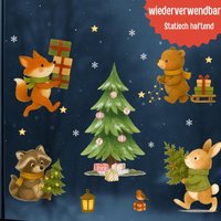 Fensterbild Weihnachten Tiere - Statisch Haftend & Wiederverwendbar Fensterdeko Kinderzimmer Weihnachtsdeko Fenster von InselKids
