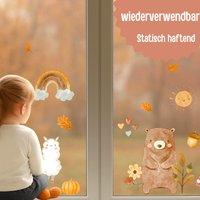 Fensterbilder Herbst - Bär, Regenbogen Und Kürbis Statisch Haftend & Wiederverwendbar, Herbstdeko Fenster Fensterbilder Herbst - Bär, Regenbogen Und Kürbis Statisch Haftend & Wiederverwendbar, Herbstdeko Fenster von InselKids
