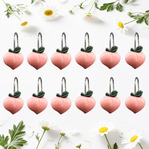 Inshere 12 Stück Pfirsich-Duschvorhang-Haken, Rostfreie Edelstahl-Metallhaken in Rosa – Deko-Set für Badezimmer mit Niedlichem Fruchtmotiv Inshere 12 Stück Pfirsich-Duschvorhang-Haken, Rostfreie Edelstahl-Metallhaken in Rosa – Deko-Set für Badezimmer mit Niedlichem Fruchtmotiv von Inshere
