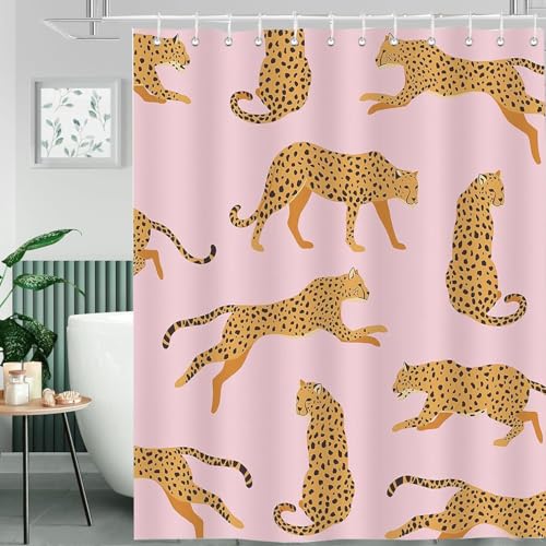 Inshere Duschvorhang Rosa Leopard Tropische Tier Gepard, Duschvorhänge 180 x 180 cm Polyester Stoff Waschbar Bad Vorhäng für Badzimmer mit 12 Haken Inshere Duschvorhang Rosa Leopard Tropische Tier Gepard, Duschvorhänge 180 x 180 cm Polyester Stoff Waschbar Bad Vorhäng für Badzimmer mit 12 Haken von Inshere