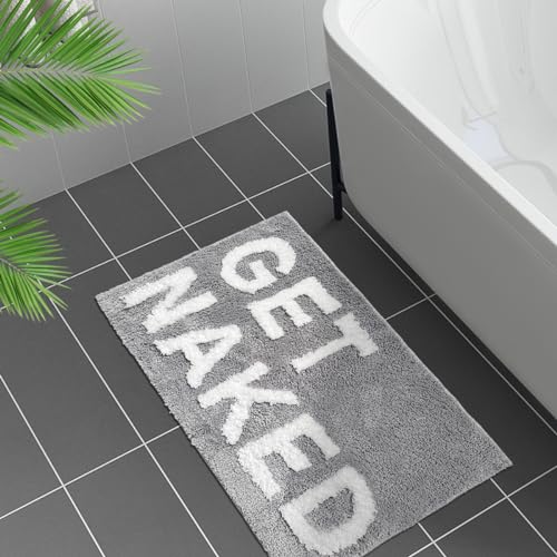 Inshere Get Naked Badematte, niedliche Schlafzimmerteppiche, lustige graue Wohnzimmermatte für Wohnungsdekoration, weicher und saugfähiger Plüsch, rutschfeste Unterseite, Mehrzweck-Fußmatte, von Inshere