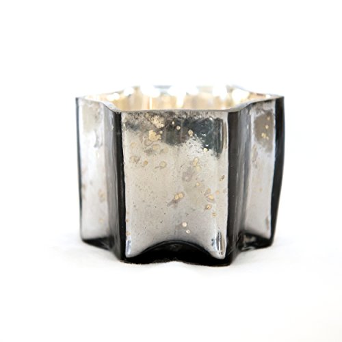 Insideretail LTD Weihnachten Quecksilber Glas Star Teelicht Holders-with Distressed Gun Metall Folie, Set von 48, Gum Metall, 7 x 7 x 7 cm von Insideretail