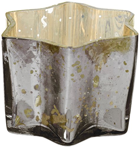 Insideretail Mercury Glass Stern Teelichthalter-mit Distressed Gun Metal Foil, 7 x 7 cm x 4,5 cm, 6er Set, Glas, Charcoal, 7 x 4.5 x 7 cm, 6-Einheiten von Insideretail