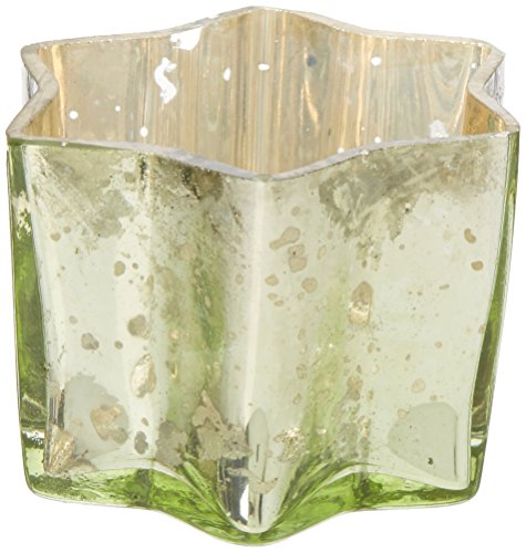 Insideretail Mercury Glass Stern Teelichthalter-mit Distressed Hellgrün Folie, 7 x 7 cm x 4,5 cm, 6er Set, Glas, Light Green, 7 x 4.5 x 7 cm, 6-Einheiten von Insideretail