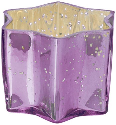 Insideretail Mercury Glass Stern Teelichthalter-mit Distressed Lila Folie, 7 x 7 cm x 4,5 cm, 12er-Set, Glas, Purple, 7 x 4.5 x 7 cm, 12-Einheiten von Insideretail